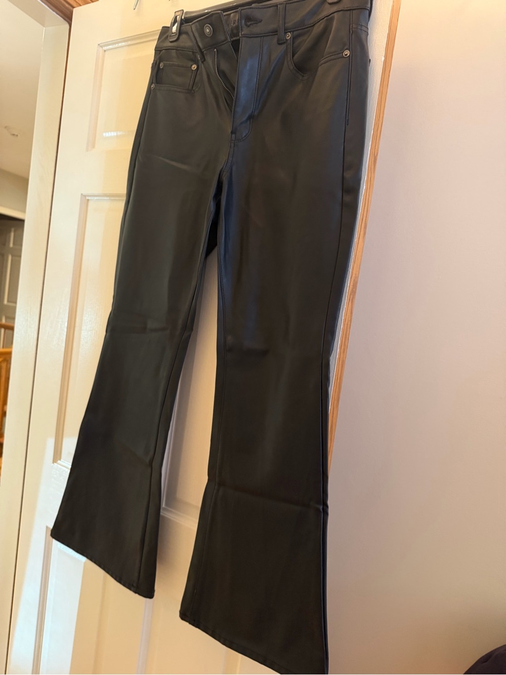 American Eagle Outfitters Black Faux Leather Flare Jeans